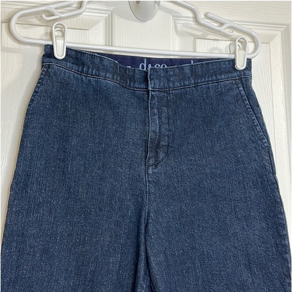 Denim & Company Wide Leg Jeans Relaxed Casual Trousers, Dark Rinse, Size 6 - Picture 4 of 7